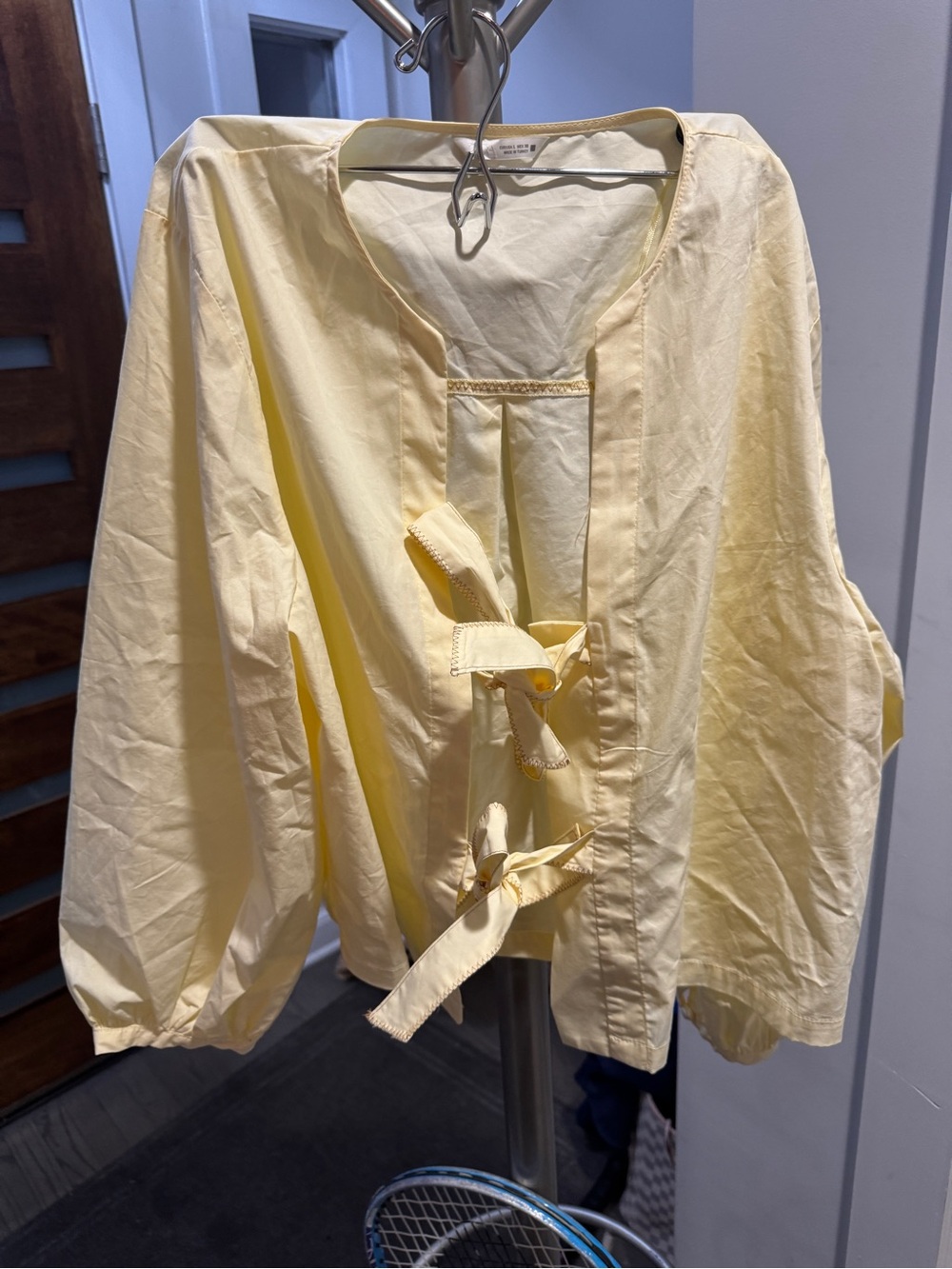 Zara Yellow Tie-Front Women's Blouse
